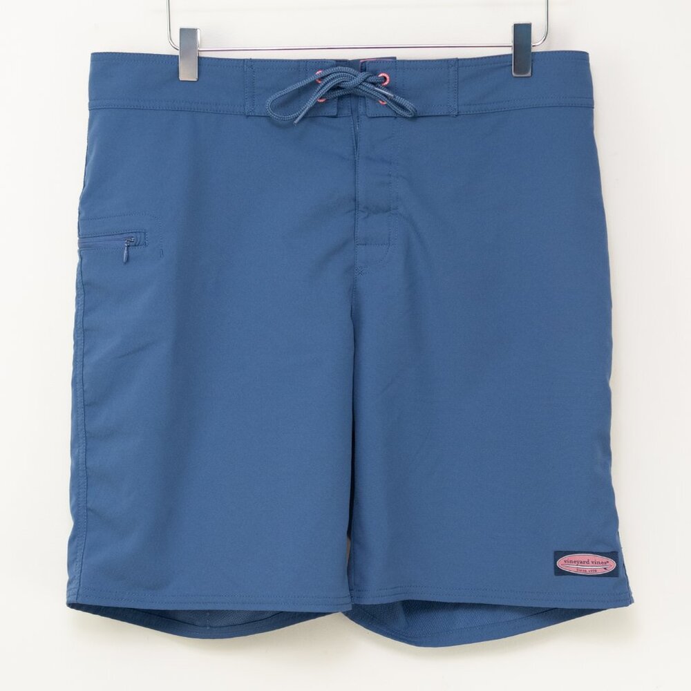 Vineyard Vines Board Shorts Preppy Solid Stretch Swim Blue Size 34